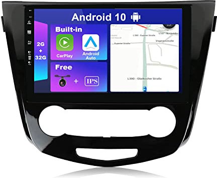 JOYX Android 10 Autoradio Passt für Nissan Qashqai J11 X-Trail Rouge (2014-2018) - 2G+32G - Eingebaut Carplay/Android Auto - Kamera KOSTENLOS - 10.1 Zoll 2 Din -Unterstützen SWC 4G WiFi DAB Fast-Boot