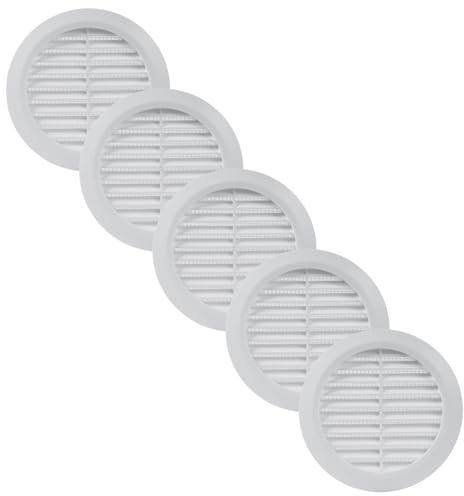 Vent Systems 5 Stück 100 mm Weiß Lüftungsabdeckung – Runde Lüftungsschlitze – Grillabdeckung – Integrierter Insektenschutz – HVAC-Lüftungsöffnungen für Badezimmer, Heimbüro, Küche