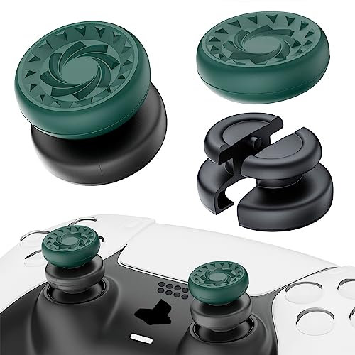 PlayRealm No Falling Off Lot de 2 rallonges de pouce et poignée en silicone pour manette PS5 et PS4 Vert Whirlpool