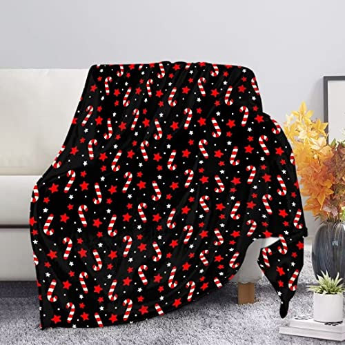 Amzbeauty Warme Decke mit Weihnachtsstab-Design, 140 x 180 cm, kleine Decke für Büro