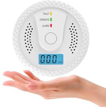 Detecteur Monoxyde Carbone,Détecteur De Monoxyde De Carbone avec Affichage Numérique Et Alarme Sonore De 75 DB, Alimenté par Batterie, Convient en Accord avec la Norme EN50291