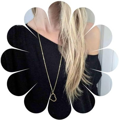 Aneneiceera Boho Lange Liebe Anhänger Halskette Gold Minimalistische Herz Halskette Kette Hohlen Herz Tropfen Halskette Schmuck Für Frauen Und Mädchen Geschenke (Gold)