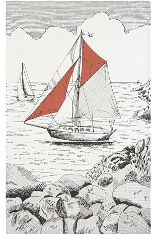 Coucke Geschirrtuch, Baumwolle, Segelboot, 50 x 75 cm