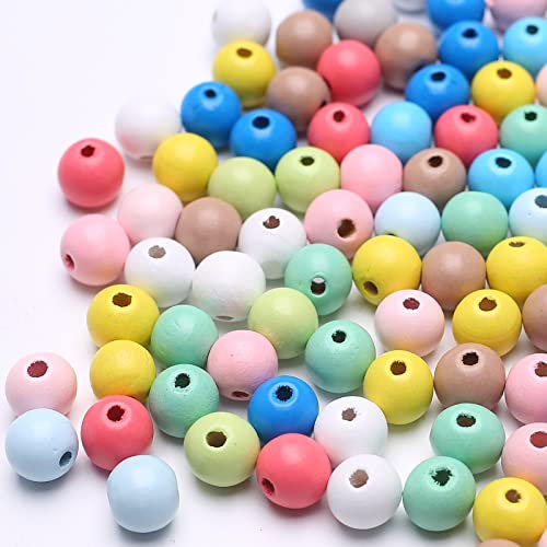 HERZWILD bunte holzperlen zum auffädeln 200stk holzperle farbig bastelnperlen f. DIY schmuck Herstellung (16mm)