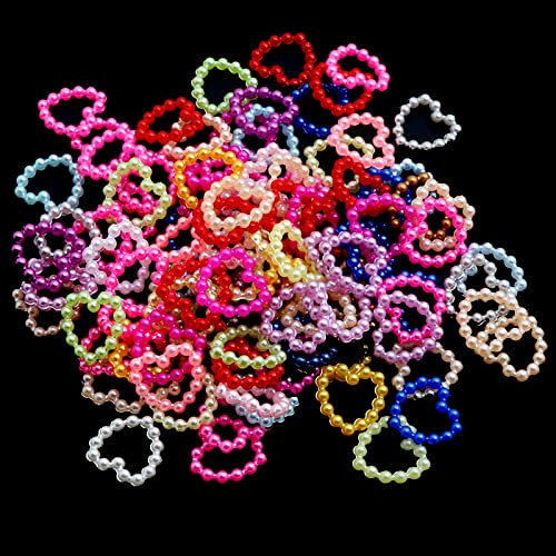 Pearl Heart Nail Charms, 180 Pcs Multicolors Love Heart Shaped Acrylic 3D Nail Pearl Charms Nail Art Decorations for DIY Nail Design Crafts Jewelry Accessories