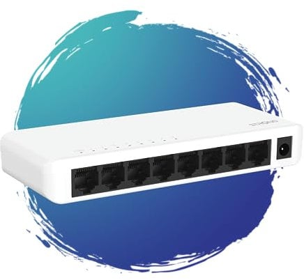 STRONG SW8000P, 8-Port Gigabit Desktop Switch, Tisch- und Wandmontage, Ideal für schnelle LAN-Verbindungen, optimiert Datenverkehr, lüfterlos, Netzwerkerweiterung, weiß