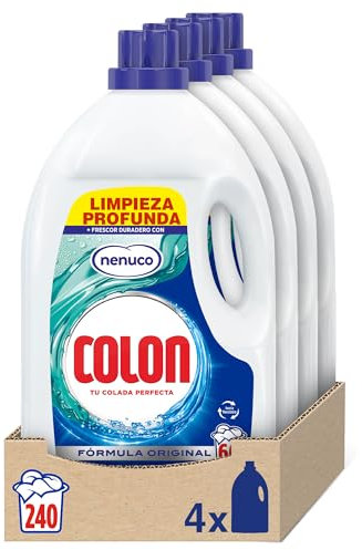 Colon Detergente para Ropa Líquido Fragancia Nenuco Hipoalergénico - Pack de 4 botellas de 60, 240 lavados, 240 Dosis