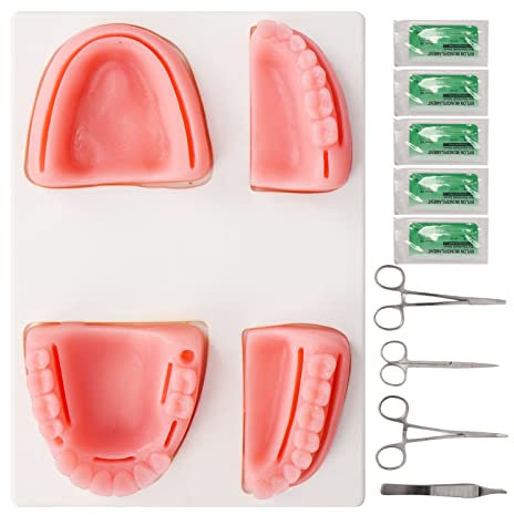 Kit di Pratica di Sutura Dentale, Kit di Sutura Orale per Addestramento alla Sutura Medico Odontoiatrico, Comprese Pinze, Pinzette E 4 Diversi Cuscinetti di Sutura per Dentista