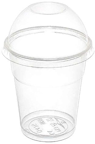 DOT Horeca Solutions 50 Bicchieri con coperchio cupola PET trasparenti monouso 400 ML tacca 0,3 alta qualità usa e getta bicchiere riciclabili macedonia bevande frappè cocktail granite gelati