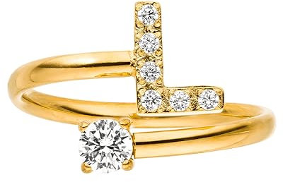 Purelei® Buchstaben Ring L – Damenring aus langlebigem Edelstahl – Wasserfeste Ringe – Verstellbare Ringe von Größe 50 bis 60 – Modeschmuck für deinen individuellen Look