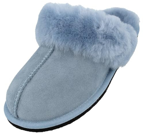 HAFLINGER Lammfell Hausschuhe North Star Filzpantoffel (Hellblau 56), Gr 41