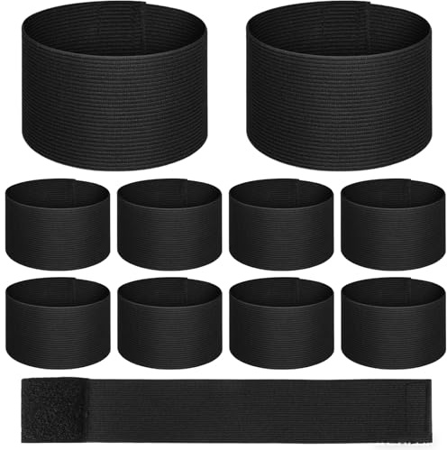 JEHANOIRY 10PCS Elastic Arm Band, Adjustable Mourning Arm Band Funeral Memorial Armband Police Mourning Band, Sports Armband for Soccer Training Football and Working Out (L - 37×10cm)