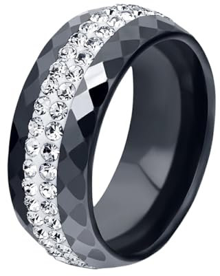 osiuujkw Luxuriöser 8 mm breiter Keramikring für Trendige Damen, Trauringe für Hochzeit, Keramikringe für Damen, Damenringe, Schwarz, Größe 6