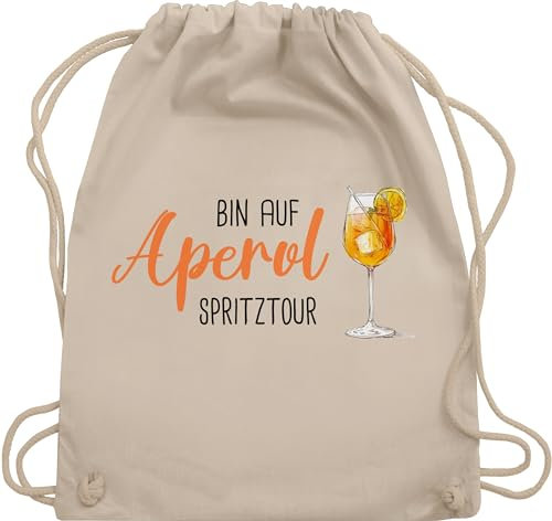 Turnbeutel Rucksack - Karneval & Fasching - Taschen - Bin auf Aperol Spritztour I JGA I Mädelsabend I Spritz Tour - Unisize - Naturweiß - malle beutel karnevalsbeutel faschings glas stoffrucksack