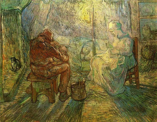 Toperfect 4 Wandkunst „Abend Die Uhr nach Millet“ Vincent van Gogh Gemälde in Öl, Berühmte Raumdekoration -02, €50-2000 Handgemalt von Lehrern der Kunstakademien