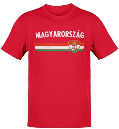 Alsino EM Fan Shirt Ungarn Europameisterschaft 100% Baumwolle T-Shirt Rundhals Fanartikel Alle Größen Herren Damen Fan-Shirt, Größe wählen:L