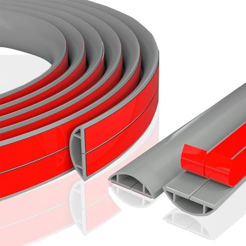 3 * 300cm Goulotte De Câble Autocollante en PVC,Gris Cache Cable, Goulotte Passe Cable,Goulotte Electrique Exterieur, Cache Cable TV Mural pour Tous Les Câbles d'alimentation, Maison, Bureau, École