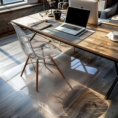 Nicoman Frosted (Semi-Clear) Chair Mat, Non-Slip PVC Wooden Floor Protector Mat with Round Edge, Waterproof Protector Cover Floor Mat for Office Chairs - (120 x 120cm, Frosted Finish)