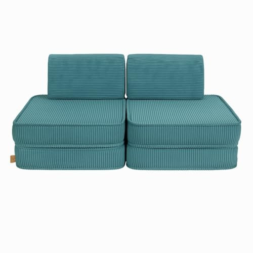 MEOWBABY Sofa für Kinderzimmer - Spielsofa für Kinder, Kindersofa, Cord, Türkis