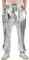 GENEMEN Mens Metallic Pants Elastic Bottoms Trousers Shiny 70s Disco Outfits Festival Party Fancy Dress Costume (Silver, M)
