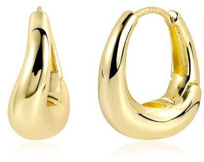 ALEXCRAFT Dicke Welle Ohrringe Gold Creolen 14K Goldene Ohrringe Damen Chunky Gold Hoop Earrings für Frauen Freundin Mama Mädchen