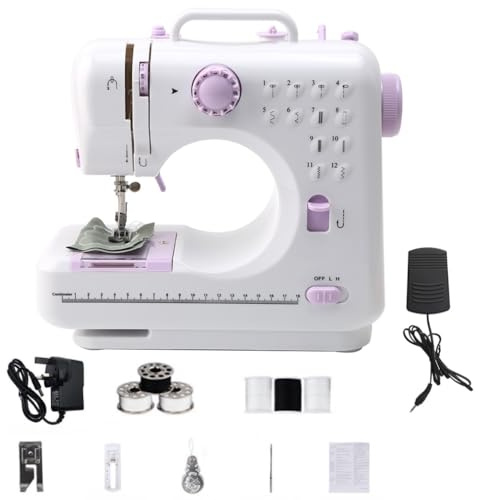 Sewing Machine with Foot Pedal for Beginners,505A Multifunctional Household Small Sewing Machine, Automatic Thread Rewind, Double Thread and Double Speed, Forward and Reverse sewing