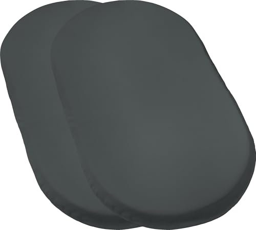 Erwin Müller Baby-Spannbettlaken Murnau 2er-Pack Single-Jersey - anthrazit Größe 40x70 cm oval - hautfreundlich, atmungsaktiv, bügelfrei, strapazierstark