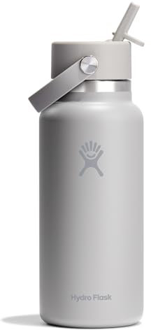 Hydro Flask Water Bottle - Insulated Stainless Steel - Wide Straw Lid, Non Spill, Leakproof in 32 Oz Birch Gray