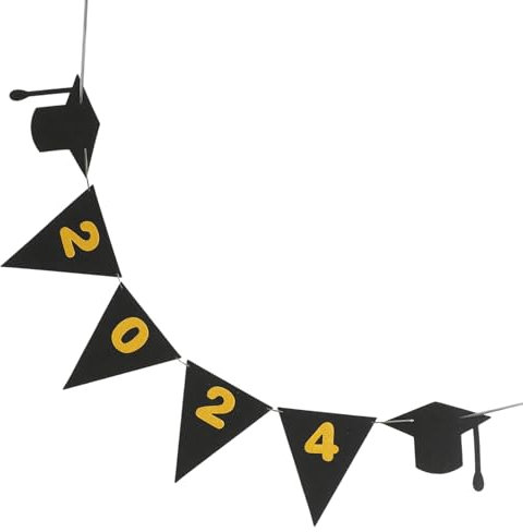 Cabilock Abschlussbanner 2024 Abschlussbriefbanner Bunting-Banner Glückwunsch Partybanner 2024 Abschlussbanner-Wimpel Dekoration für die Abschlussfeier dekorative Banner Filzstoff Black