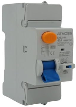 RASMACOR | Interruttore differenziale superimmunizzato SI, 30 mA, 4P (3P+N), 40A, 10KA | Formato mini 4 poli in 2 moduli | con interblocco per lucchetto | Certificato CE | 240/415 V AC
