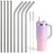 8Pcs Stainless Steel Replacement Straw for Stanley Cap, Straw Brush Easy to Clean Water Bottle Straws, Reusable Straws, Long Stainless Steel Straws Thick for 40oz(8 Pack with 2 Brush)