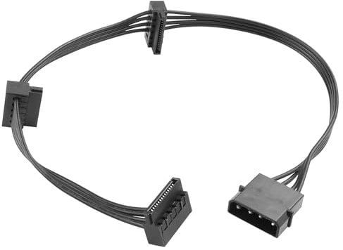 ELFJMZP Molex to Triple SATA Adapter Cable 42cm - 18AWG Oxygen-Free Copper - Supports 3 HDD/SSD Simultaneously