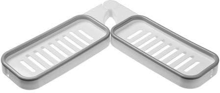 Bathroom Corner Shelf, Wall Mount Foldable Over Faucet Caddy Organizer Rack for Bathroom Wall s Such As Tiles, Glass, Latex Paint, Etc (White Grey)