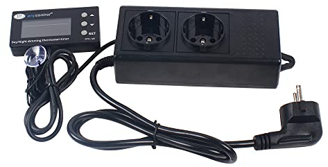 Reptilien Digitaler LCD Aquarium PID Temperaturregler Thermo Control Terrarium 0–50 °C Thermostat für Aquarien, Terrarien, Reptiliengehege, Brutapparate, mit Summer & Aufhängeöse, Schwarz