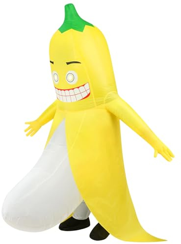AYBUY Bananen Kostüm, Aufblasbares Kostüm, Obst Verkleidung Set für Karneval, Fasching und Motto-Party, Halloween Kostüm Herren Lustig, Bananenkostüm für Herren Damen, Aufblasbare(Banane,Erwachsene)