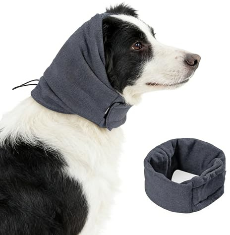 1 Pièce Cache Oreille Chien Réglable, Snood Chien Chaude en Hiver Confortable, Protege Oreille pour Chien, Capuchon Apaisant Anti-Vent, Gris (L)