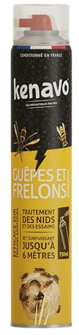 Aérosol Foudroyant Choc Guêpes Frelons 750mL KENAVO - Spécial nids et essaims - Jet longue portée jusqu’à 6 mètres - Élimine guêpes, frelons et frelons asiatiques - Usage extérieur