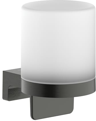 hansgrohe AddStoris S - Seifenspender, Lotionspender für Wandmontage, Flüssigseifenspender, verdeckte Befestigung, Badezimmer Zubehör, Brushed Black Chrome, 41765340