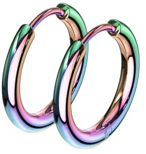 viva-adorno 1 Paar Klappcreolen Hoop Ohrringe Edelstahl Creolen ER96