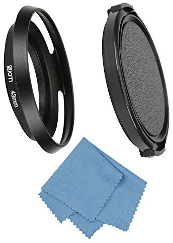 SIOTI Filmy Hollow Vented Metal Lens Hood with Cleaning Cloth and Lens Cap for Leica/Fuji/Nikon/Canon/Samsung Standard Thread Lens (43mm)