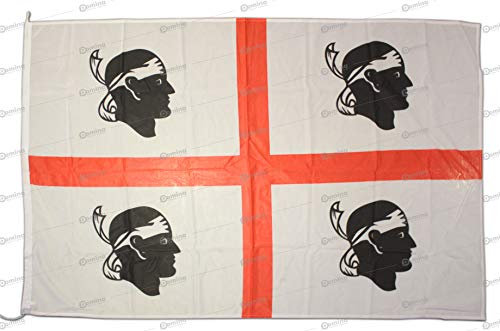 Bandiera Sardegna 150x100 cm in Tessuto Nautico Antivento da 115g/m², Bandiera sarda 150x100 Lavabile, Bandiera della Sardegna 150x100 con Cordino, Doppia Cucitura perimetrale e fettuccia di Rinforzo