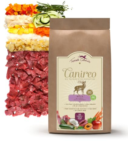 Terra Canis Wild mit Gemüse & Obst, Canireo Trockenfutter für Hunde, 1kg | 100% Lebensmittelqualität aller Rohstoffe, 64% Frischfleischanteil, schonend zubereitet, getreide- und glutenfrei