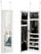 COSTWAY Schmuckschrank mit LED Leuchten, Schmuckregal Tür- und Wandmontage, Schmuckkasten mit Ganzkörperspiegel, Schmuck Spiegelschrank für Ringe, Kettenhaken und Ohrringe, weiß