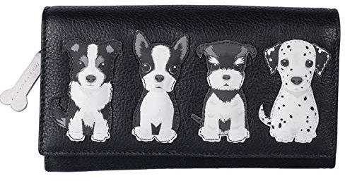 Mala Leather Porte-monnaie en cuir souple Motif chiens assis