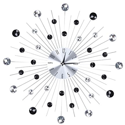 Quarz Wanduhr Silber Mit Diamantoptik Großes Zifferblatt Ohne Ticken Für Wohnzimmer Büro Schlafzimmer