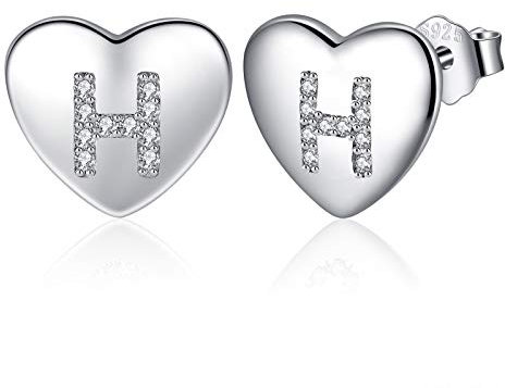Jrêveinfini Buchstaben Ohrringe Silber 925 Stecker Damen Mädchen Kinder Teenager Frauen Klein, Herz Ohrringe Ohrstecker Hypoallergen Nickelfreie, Geschenke für Frauen Mädchen Mama