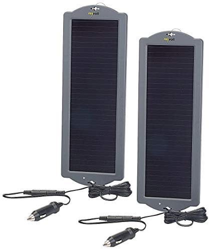 revolt Solar Ladegerät Auto: 2er-Set Erhaltungs-Solargeräte für Auto- / PKW-Batterie 12V, 1,5W (Solar Ladegerät für Auto Batterien, Solar 12V, Ladegeräte Autobatterien)