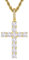 KRKC&CO Kreuz Kette, 14K Gold plattiert 2,5mm 56cm Rope Kette mit Iced Out Kreuz Anhänger, Kreuz mit Zirkonia Silber Kreuzkette Kordelkette Hip Hop Anhänger Kette Geschenke für Herren