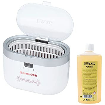EMAG Ultraschallreiniger Emmi 04D Metall-Set I Schmuckreiniger auch für Kugellager, Messing, uvm. I Ultraschallreinigungsgerät aus Deutschland I 0,6l