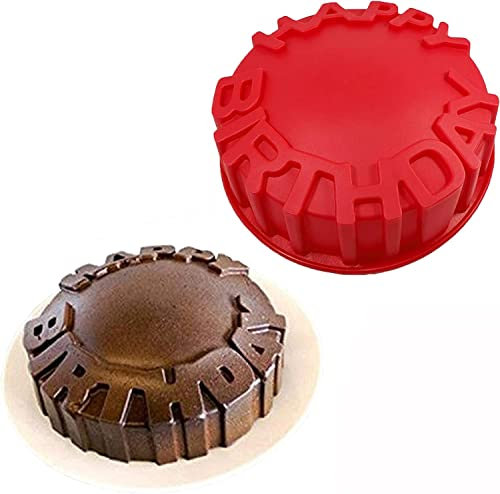 Holzsammlung Moule à Gâteau Silicone Bon Anniversaire Moules à Gâteaux D'anniversaire Moule à Gâteau Anti Adhérent en Silicone Moule à Gâteau Moules de Cuisson Pour Fête en Famille, Entre Amis